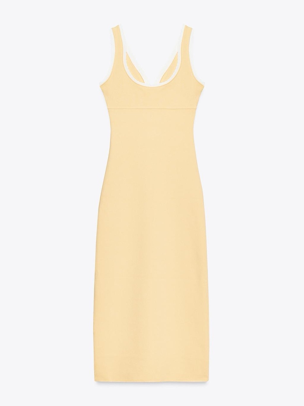 ZARA Sculpting fabric yellow bodycon dress with contrasting trim - Picture 7 of 15